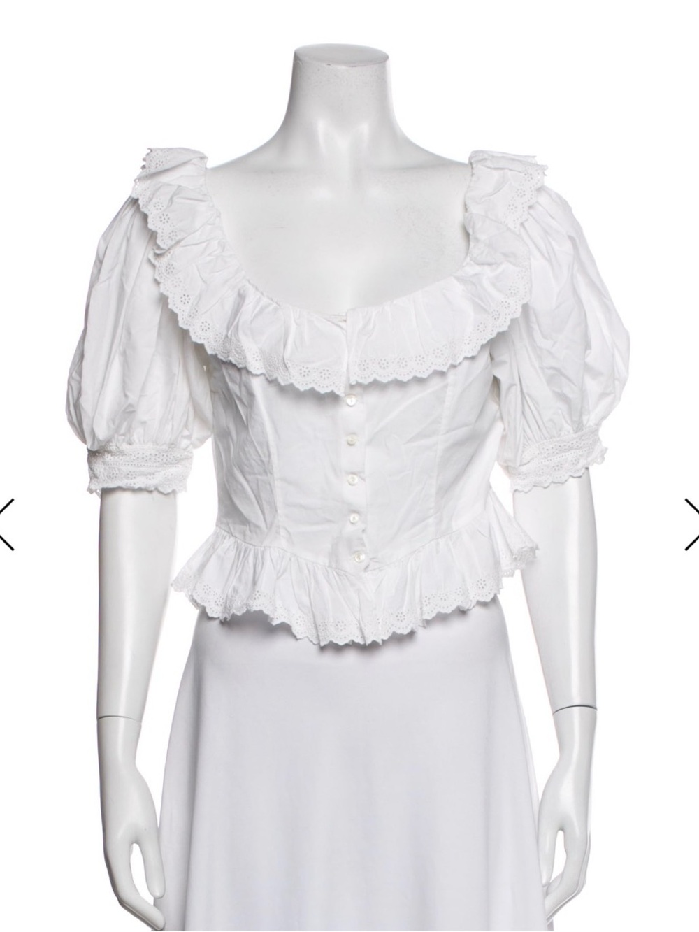 DOEN Wilma top White Ruffled Eyelet Cotton Peasant Top